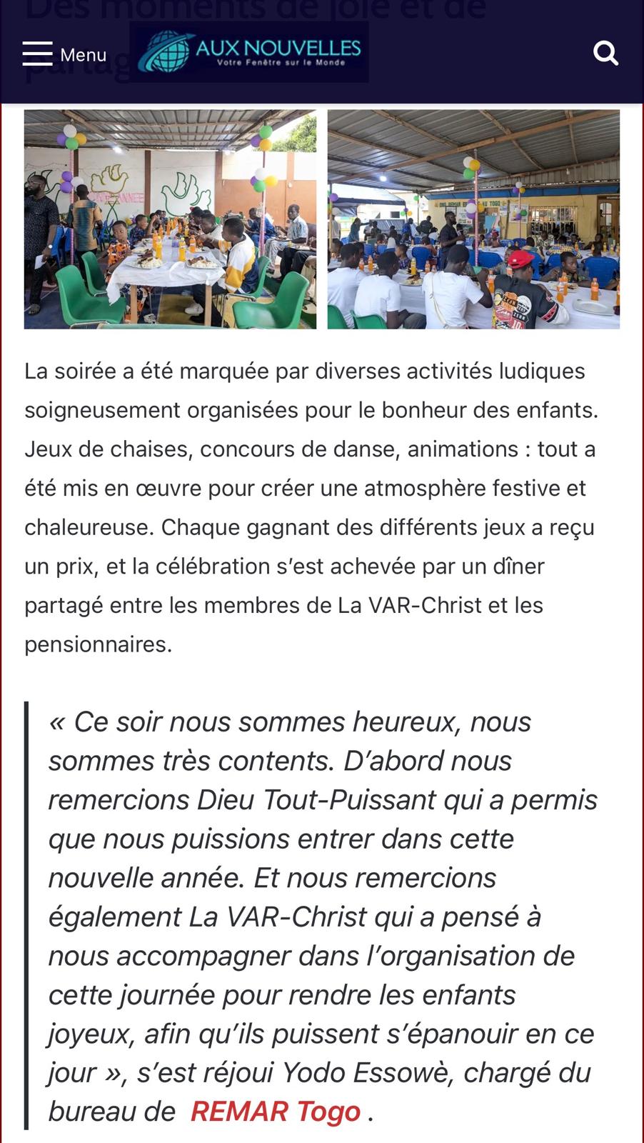 LA VAR-CHRIST AUPRÈS DES ORPHELINS